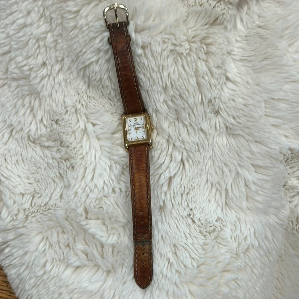 Vintage Anne Klein II Brown Leather Strap Watch